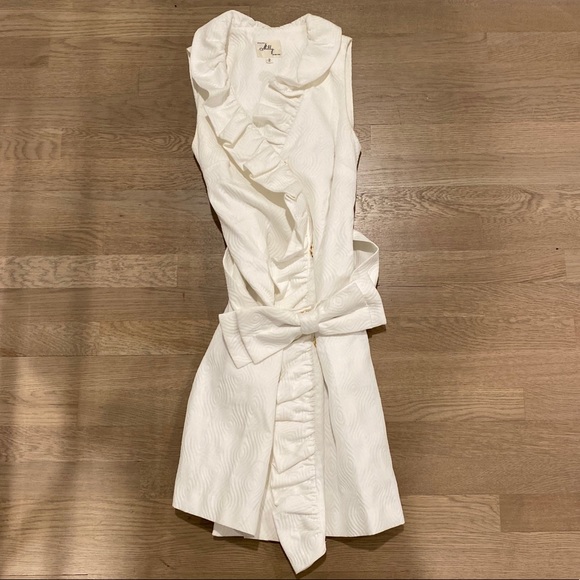 MILLY White Ruffle Trim Wrap Dress - Picture 4 of 7
